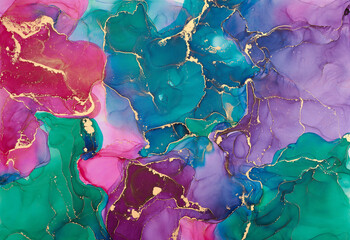 Handdoek met foto Koraalgroen Vloeiende inkt met metallic swirls  © CHREMOS