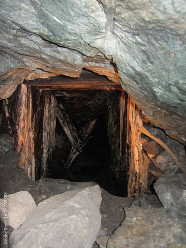 Entrance to the old mine in the rock 