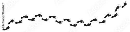 Step footprints paths. footstep prints and shoe steps . shoe tread footprints vector illustration isolated on white background.