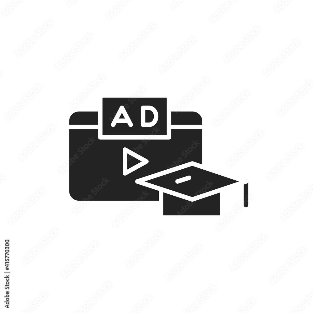Marketing and advertising courses black glyph icon. Vector illustration. Outline pictogram for web page, mobile app, promo Marketing and advertising courses black glyph icon. Vector illustration. Outline pictogram for web page, mobile app, promo