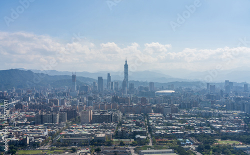 Aerial view of Taipei city in a sunny day  Taiwan.