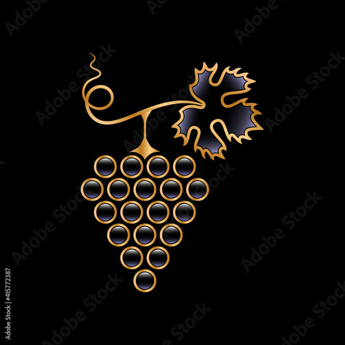 black and gold grapes with leaf