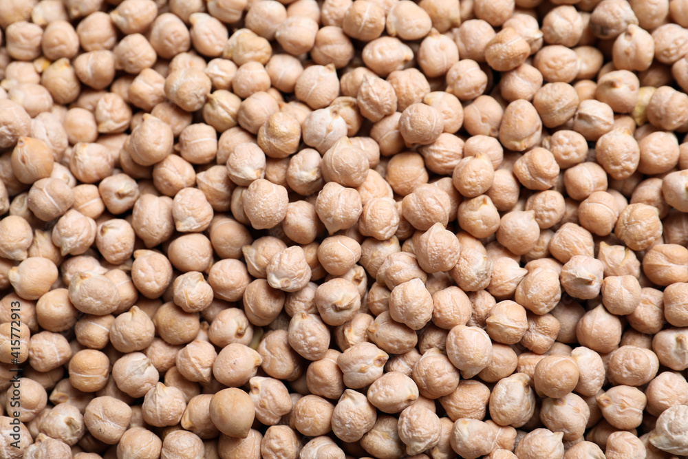 Many chickpeas as background, top view. Natural food