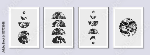 Abstract mid century modern art geometric shapes. Minimal pattern. Scandinavian old aged posters collection.