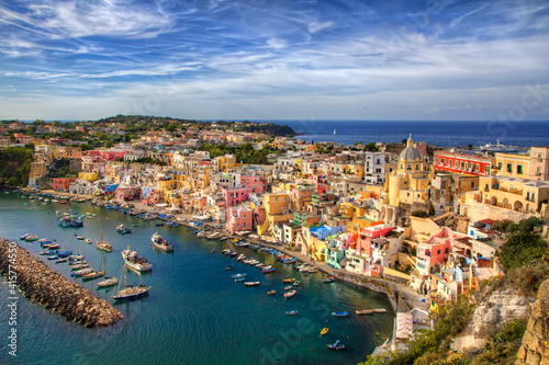 Corricella on the Island of Procida  Bay of Naples  Italy