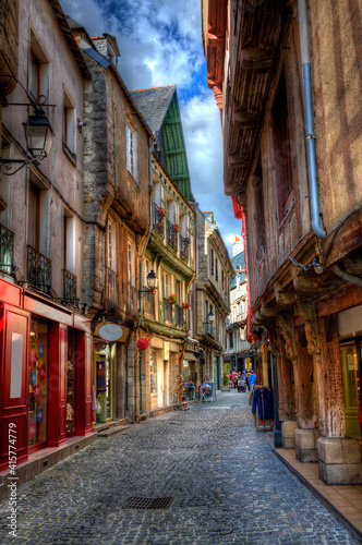 Market Street in the Old City of Vannes, Brittany