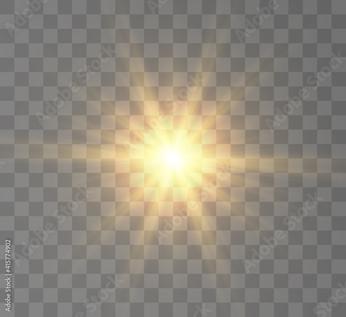  The bright sun shines with warm rays  vector illustration