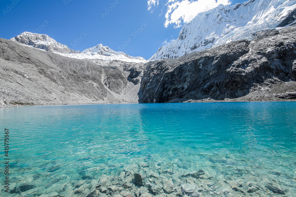 LAGUNA 69 in Peru. Cordillera Blanca Crystal blue lake