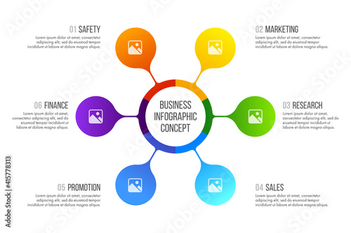 Timeline infographics design vector can be used for workflow layout, diagram, annual report, web design. Business concept with 6 options, steps or processes.