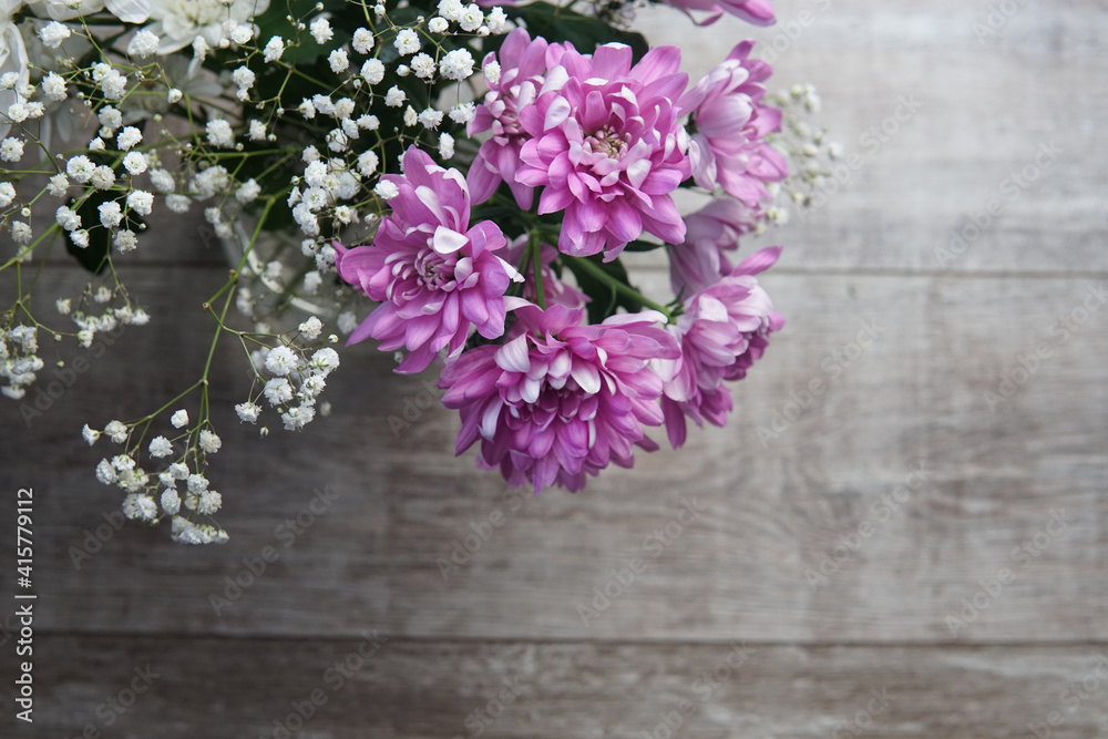 bouquet of pink and white flowers on wooden background bouquet of pink and white flowers on wooden background