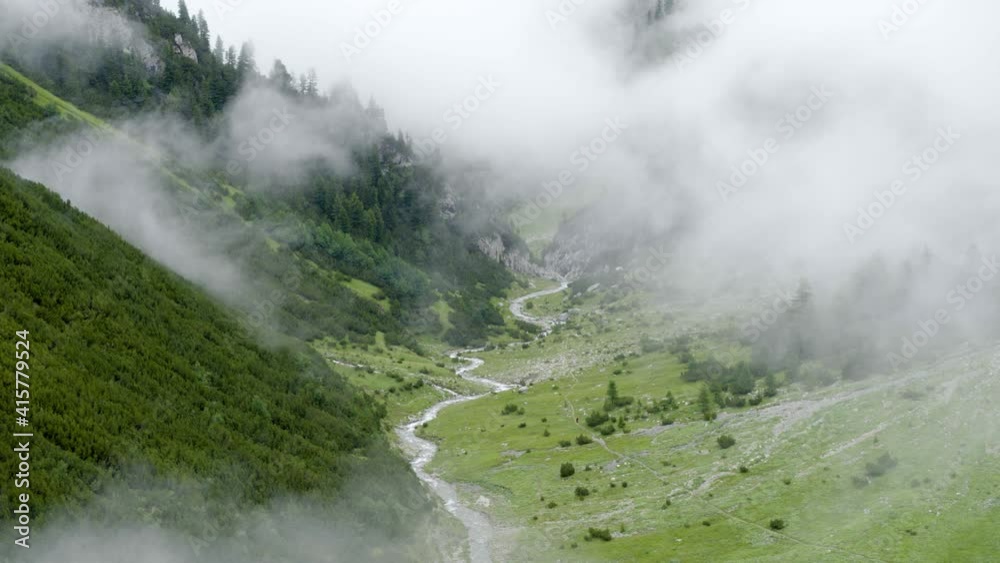 Drone flight above Alperschonbachtal with a beautiful mountain view Drone flight above Alperschonbachtal with a beautiful mountain view