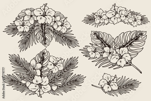 Tropical floral vintage concept