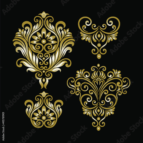 Oriental vector damask patterns for greeting cards and wedding invitations