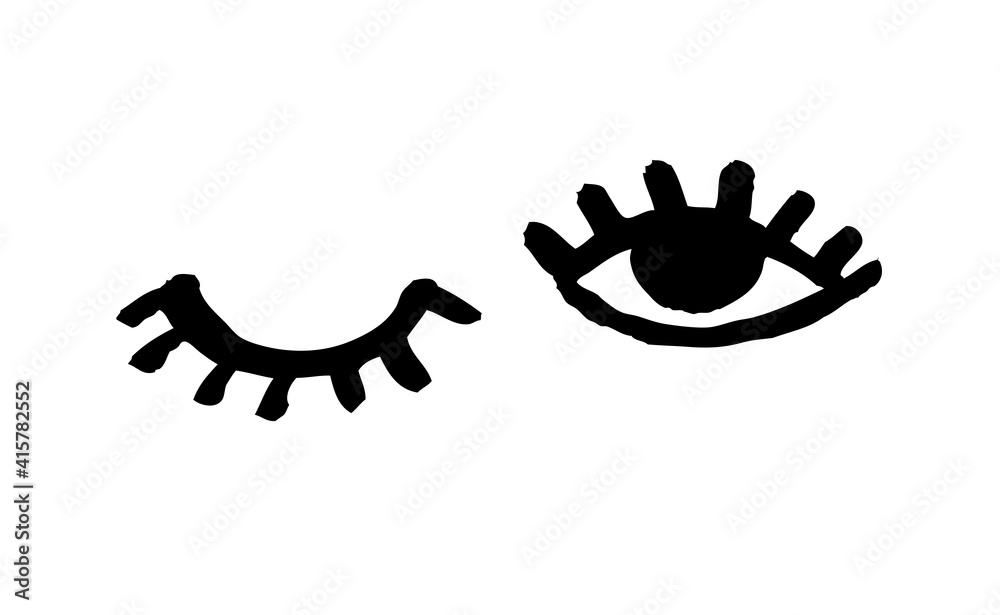 Hand drawn Fashion illustration eye and lashes. Creative ink art work. Actual vector makeup drawing Hand drawn Fashion illustration eye and lashes. Creative ink art work. Actual vector makeup drawing