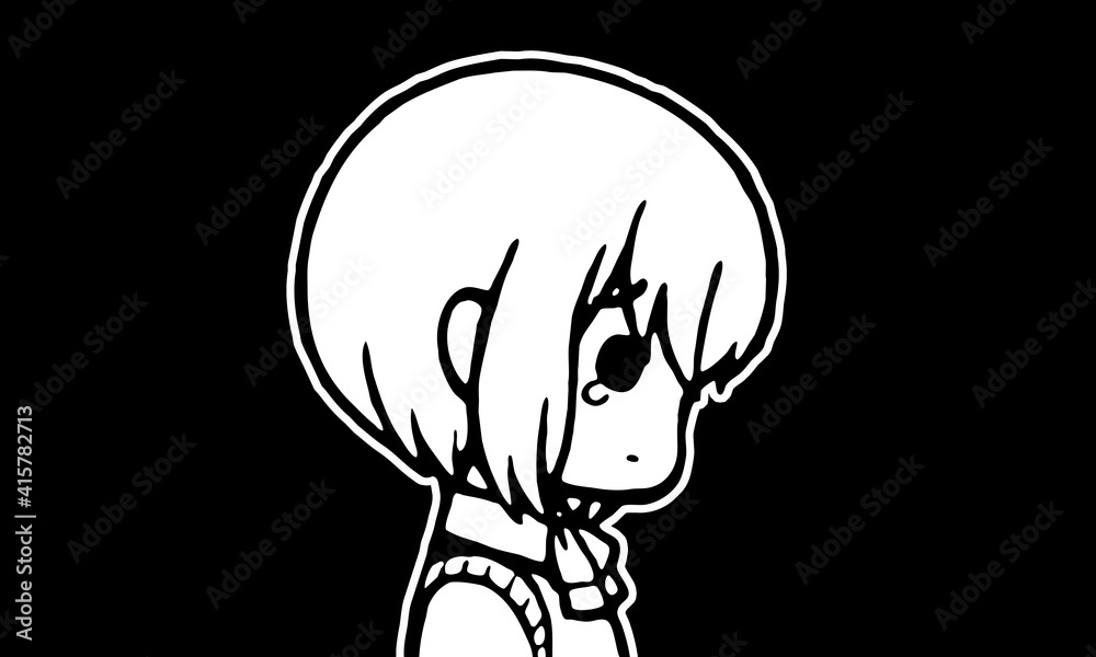 Clip art of a crying girl in cartoon style.（No frame）