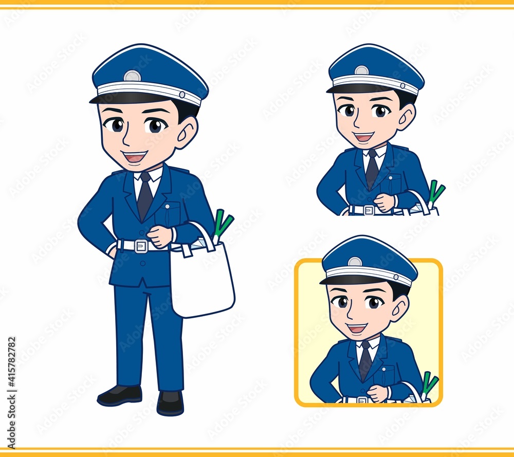 制服を着た警備スタッフのイラスト 制服を着た警備スタッフのイラスト