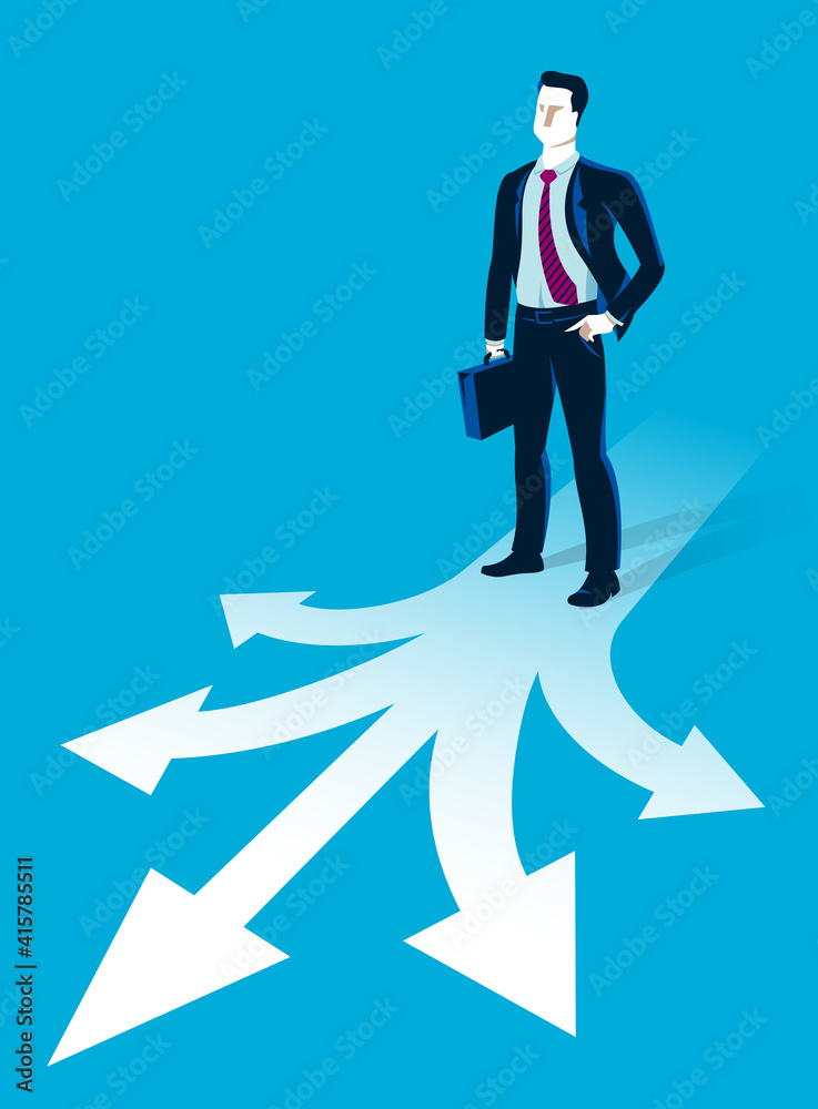 © Sylverarts - Doubting businessman choosing different directions which way to go vector illustration, business man have a dilemma because or different options or opportunities. © Sylverarts - Doubting businessman choosing different directions which way to go vector illustration, business man have a dilemma because or different options or opportunities.