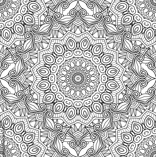 Vector Seamless Monochrome Pattern. Printable Coloring Pages. Hand Drawn Decorative Squama