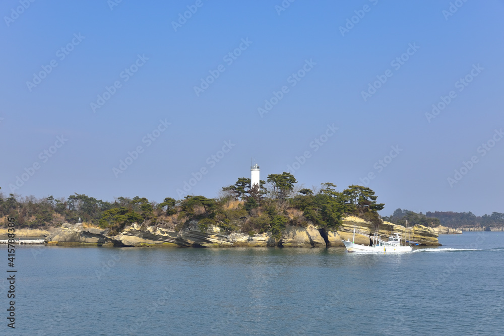 Naklejka premium 宮城 松島湾の小さな港からの風景