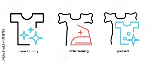 Set of washing and laundry icons. Such Icons include topics such as extra softener, drying and ironing. Colorful wash icon set. Editable Stroke. Logo, web and app and similar icon design.