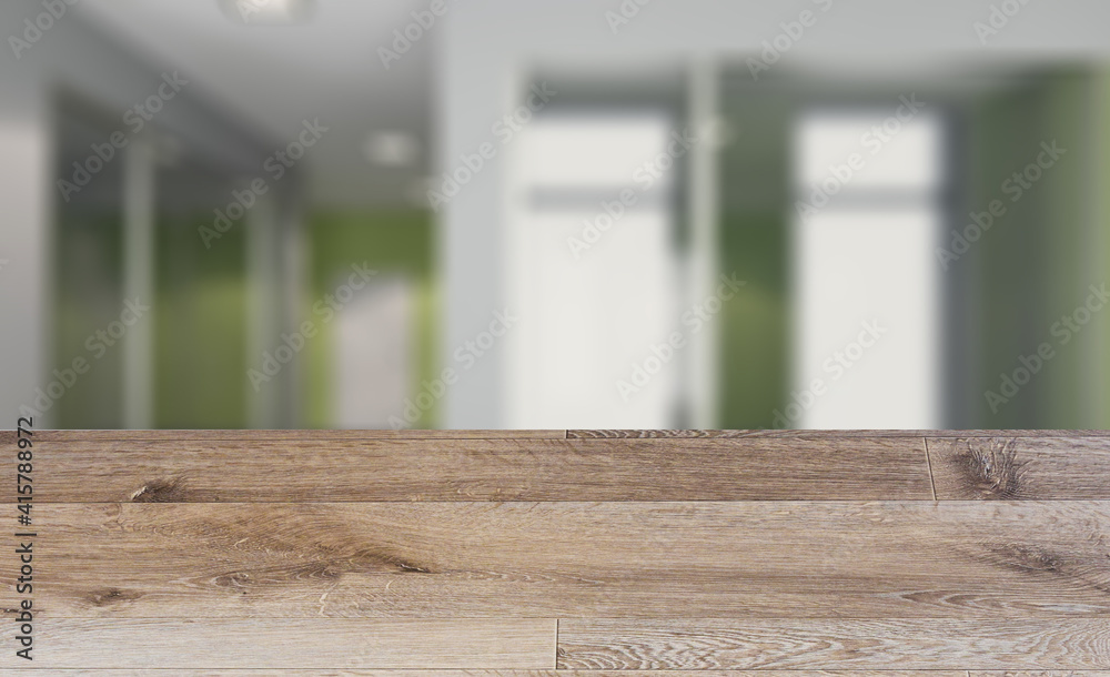 Background with empty wooden table. Flooring. Empty modern office Cabinet. Meeting room. 3D rendering. Background with empty wooden table. Flooring. Empty modern office Cabinet. Meeting room. 3D rendering.