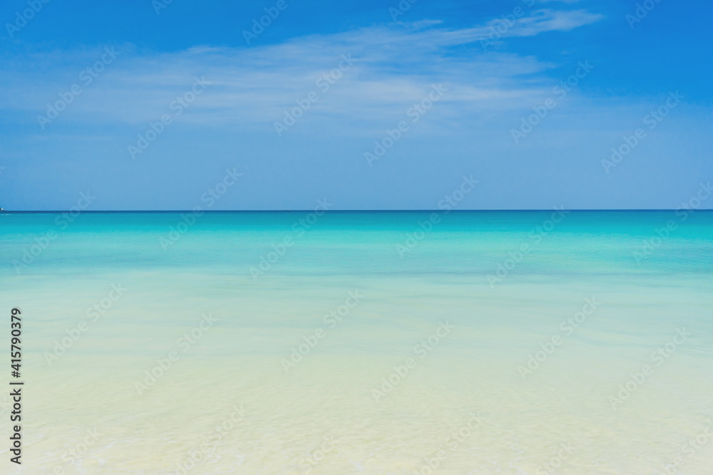 Tropical nature clean beach and white sand in summer with sun light blue sky background. Tropical nature clean beach and white sand in summer with sun light blue sky background.