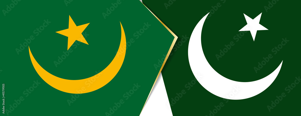 Mauritania and Pakistan flags, two vector flags. Mauritania and Pakistan flags, two vector flags.