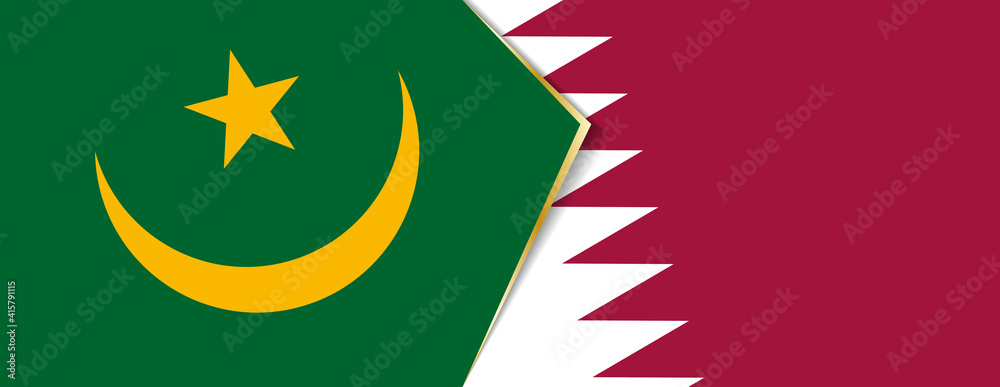 Mauritania and Qatar flags, two vector flags. Mauritania and Qatar flags, two vector flags.