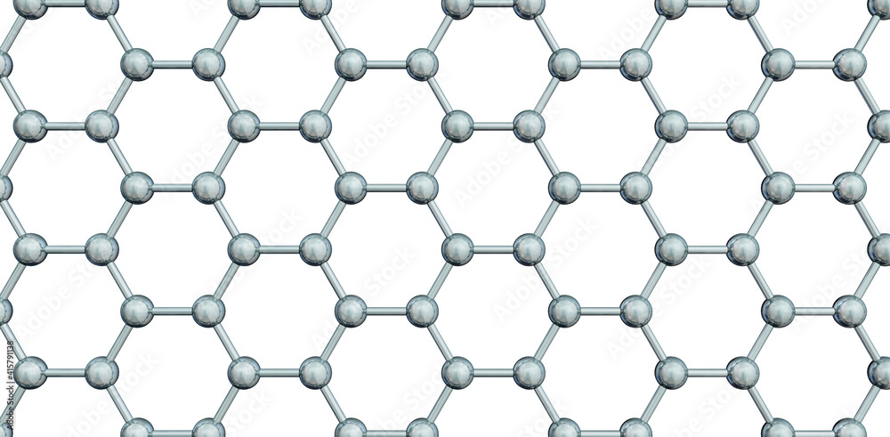 Naklejka premium 3d illustration. Metallized crystal lattice isolated on white background.