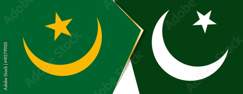 Mauritania and Pakistan flags, two vector flags.
