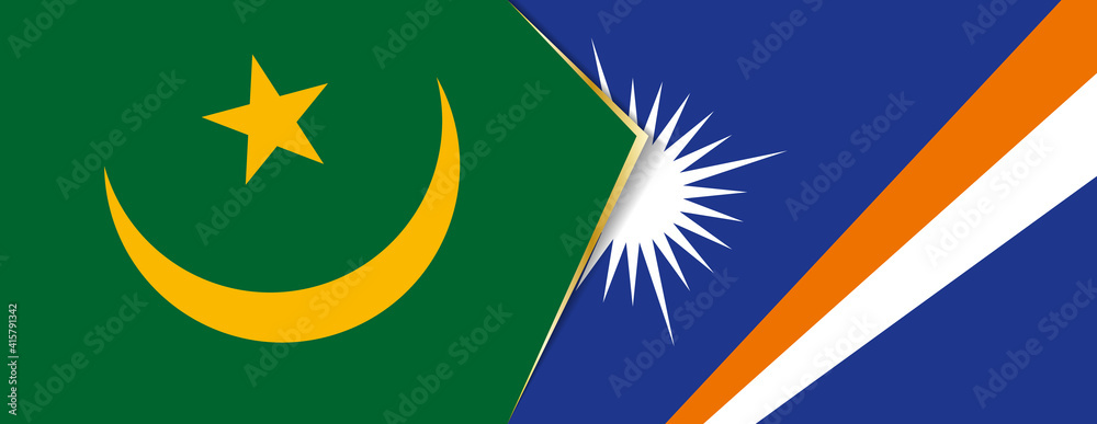 Mauritania and Marshall Islands flags, two vector flags. Mauritania and Marshall Islands flags, two vector flags.