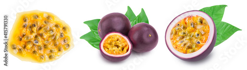 passion fruit isolated on white background. maracuya with full depth of field