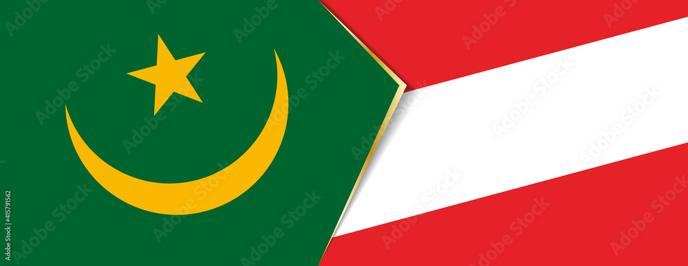 Mauritania and Austria flags, two vector flags. Mauritania and Austria flags, two vector flags.
