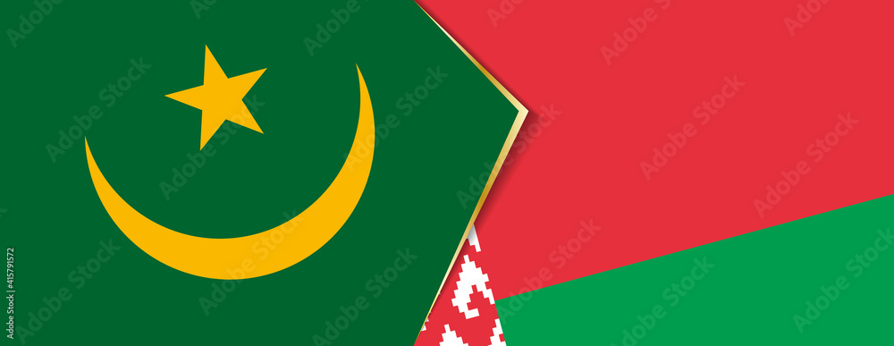 Mauritania and Belarus flags, two vector flags. Mauritania and Belarus flags, two vector flags.