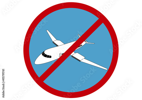 Señal de prohibido volar en azul, rojo y blanco