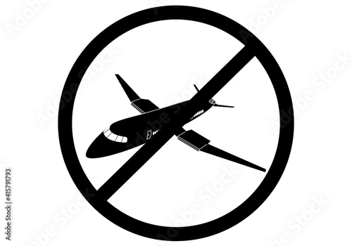 Señal de prohibido volar en blanco y negro