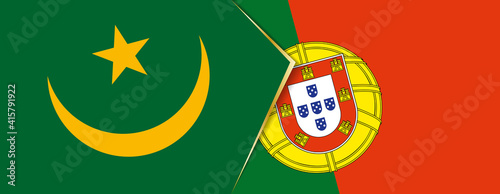 Mauritania and Portugal flags, two vector flags.