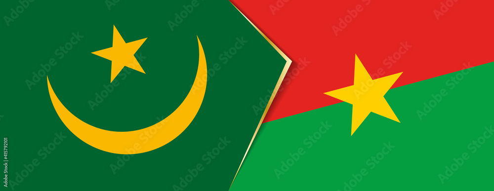 Mauritania and Burkina Faso flags, two vector flags. Mauritania and Burkina Faso flags, two vector flags.