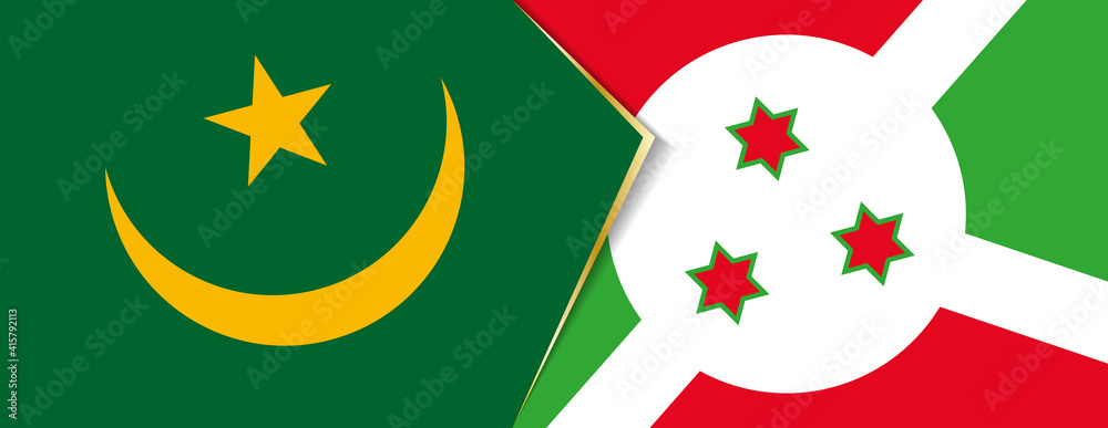 Mauritania and Burundi flags, two vector flags.