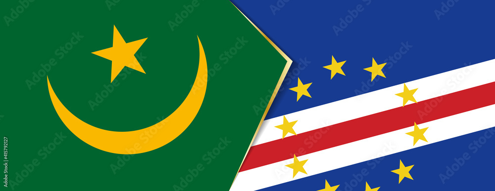 Mauritania and Cape Verde flags, two vector flags. Mauritania and Cape Verde flags, two vector flags.