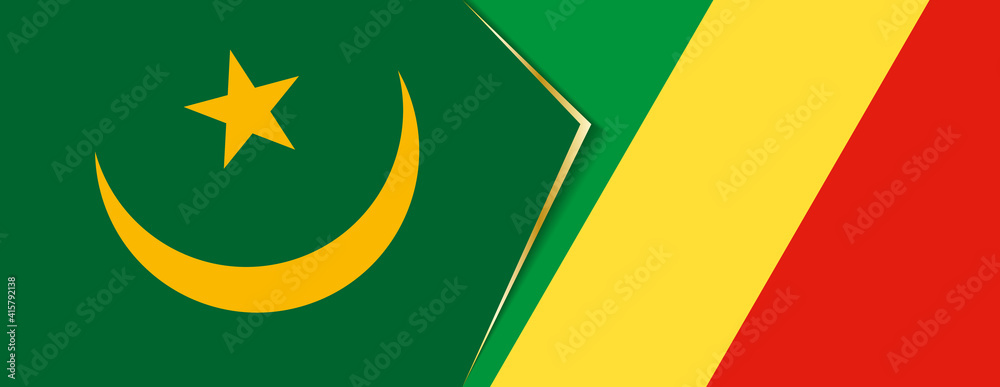 Mauritania and Congo flags, two vector flags. Mauritania and Congo flags, two vector flags.