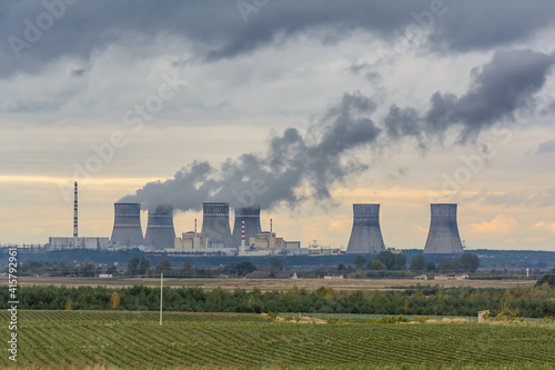 Rivne Nuclear Power Plant, Varash, Rivne oblast, Ukraine. Production of electric and thermal energy. Power generation. photo