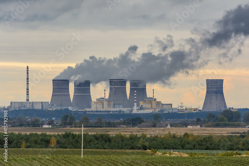 Rivne Nuclear Power Plant, Varash, Rivne oblast, Ukraine. Production of electric and thermal energy. Power generation. photo