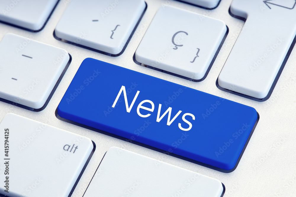 News Word on blue computer Keyboard Key News Word on blue computer Keyboard Key