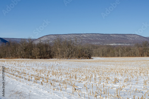 Wallpaper Mural Snow covered corn field with mountian ridges in the background Torontodigital.ca