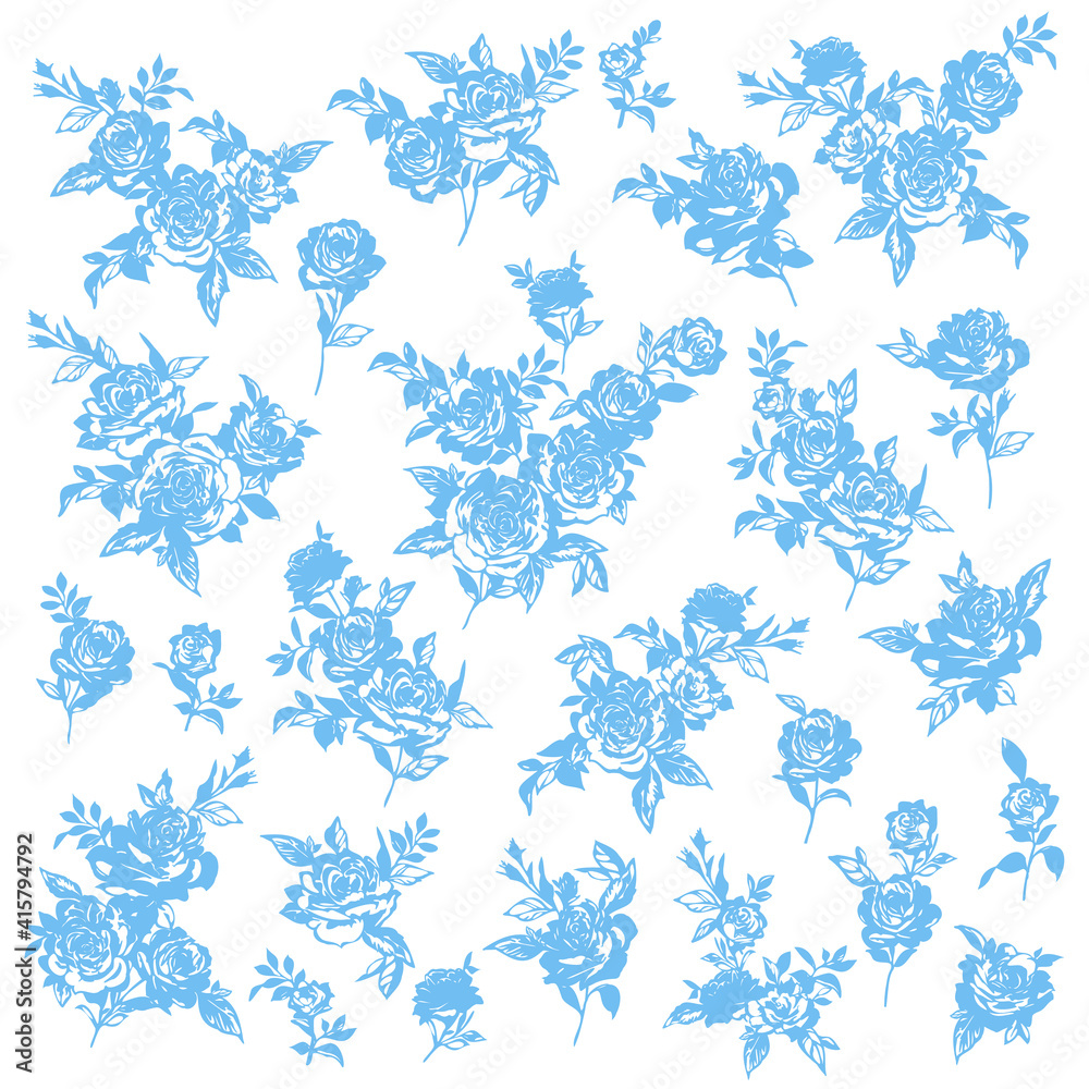 Beautiful rose illustration material collection,