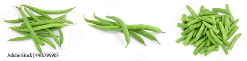 Green beans isolated on a white background with full depth of field. Setor collection