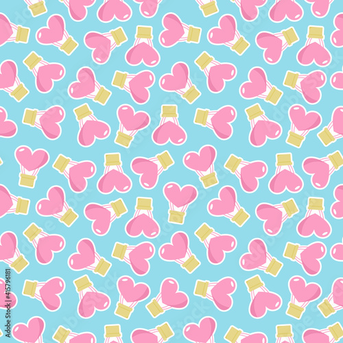 Seamless pattern with cute balloons on blue background