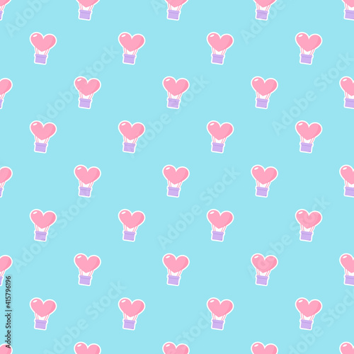 Seamless pattern with cute balloons on blue background