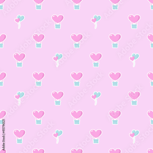 Seamless pattern with cute balloons on pink background